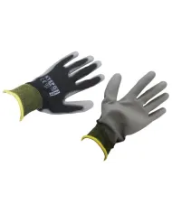 Guantes de protección de punto PU talla 9 negros.