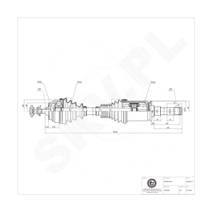 40SKV017 SKV Półoś napędowa