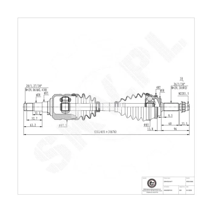 40SKV066 SKV Półoś napędowa