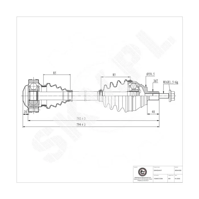 40SKV028 SKV Półoś napędowa