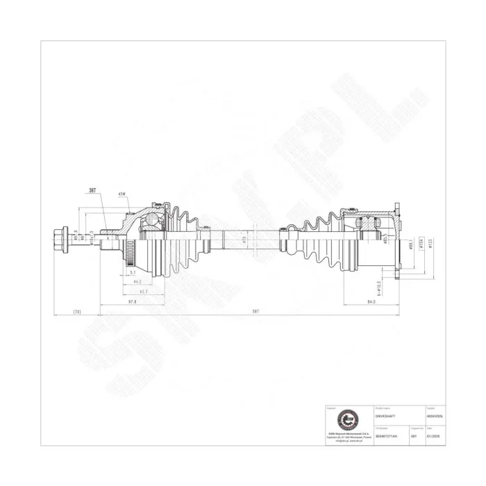 40SKV026 SKV Półoś napędowa