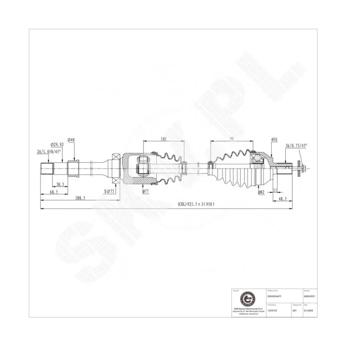 40SKV021 SKV Półoś napędowa
