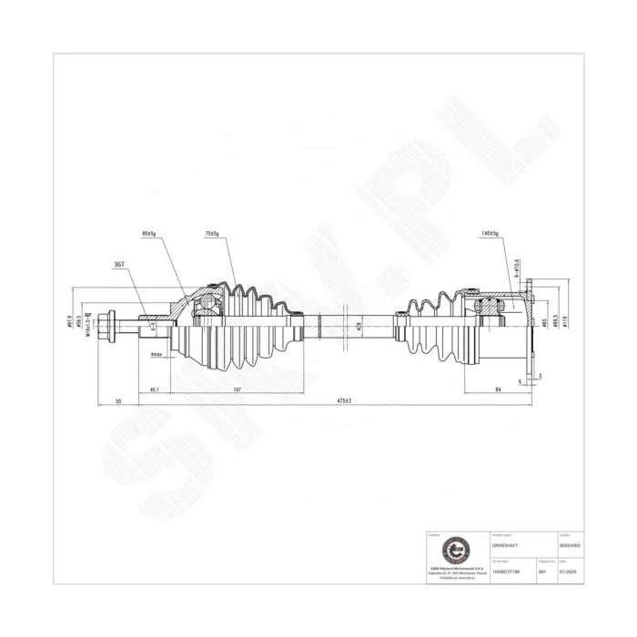 40SKV002 SKV Półoś napędowa