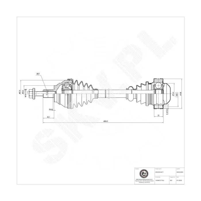 40SKV003 SKV Półoś napędowa