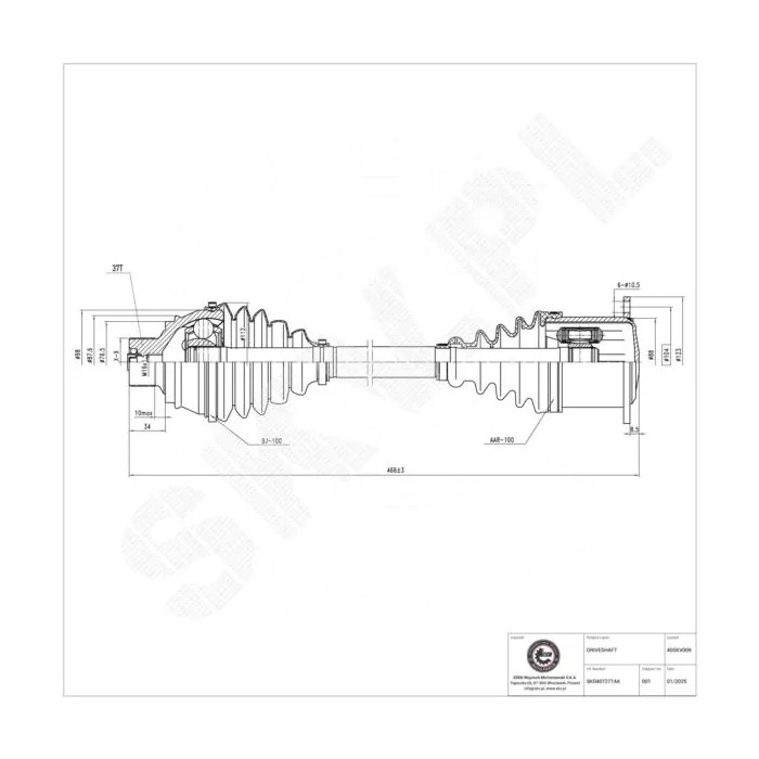 40SKV009 SKV Półoś napędowa