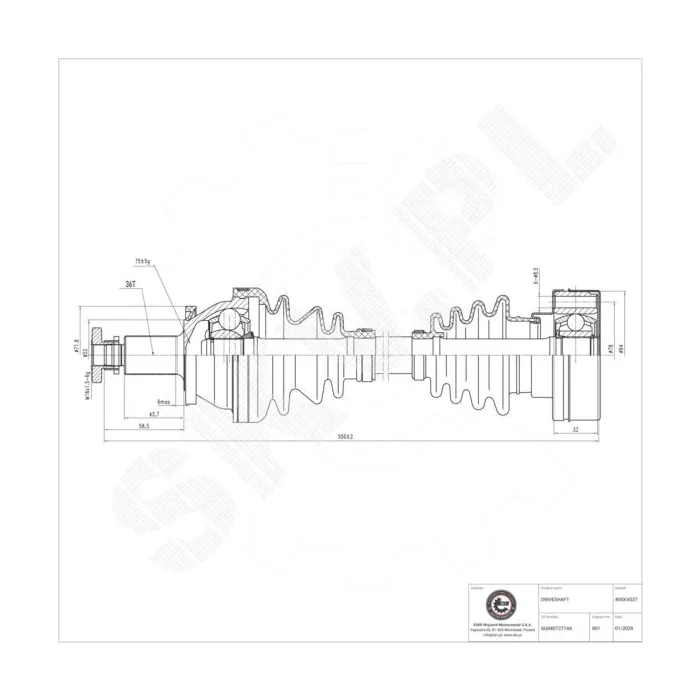 40SKV027 SKV Półoś napędowa
