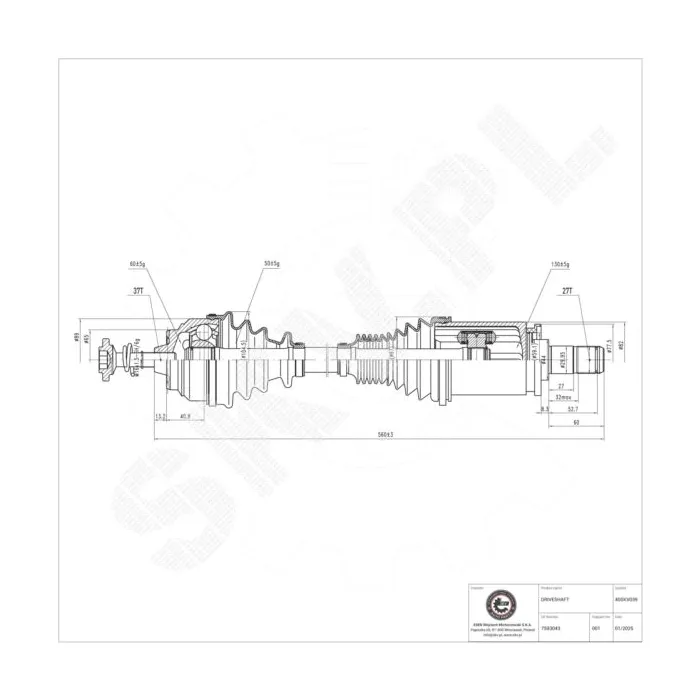 40SKV039 SKV Półoś napędowa