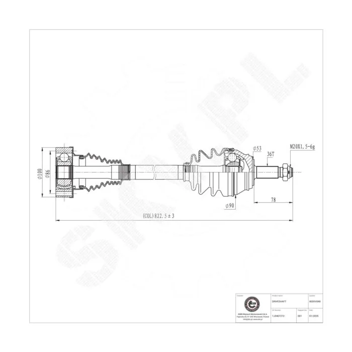 40SKV040 SKV Półoś napędowa