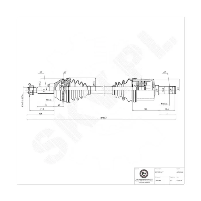 40SKV086 SKV Półoś napędowa